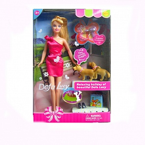 Кукла Defa в наборе с собаками и аксессуарами, высота куклы: 29см (Defa Lucy, 6086d)